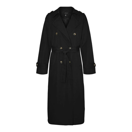 Vero Moda Black Polyester Trench Coat