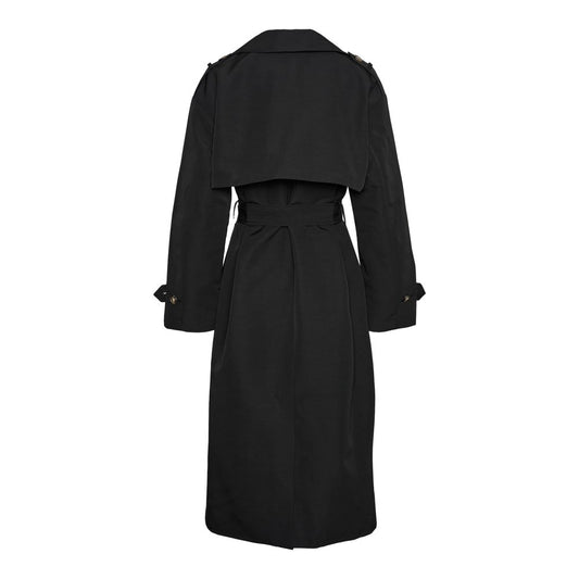 Vero Moda Black Polyester Trench Coat