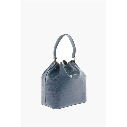 Moschino LOVE Faux Leather Crocodile Effect Bucket Bag with Embossed
