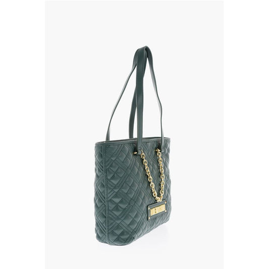 Moschino LOVE Faux Leather Quilted Tote Bag with Golden Details